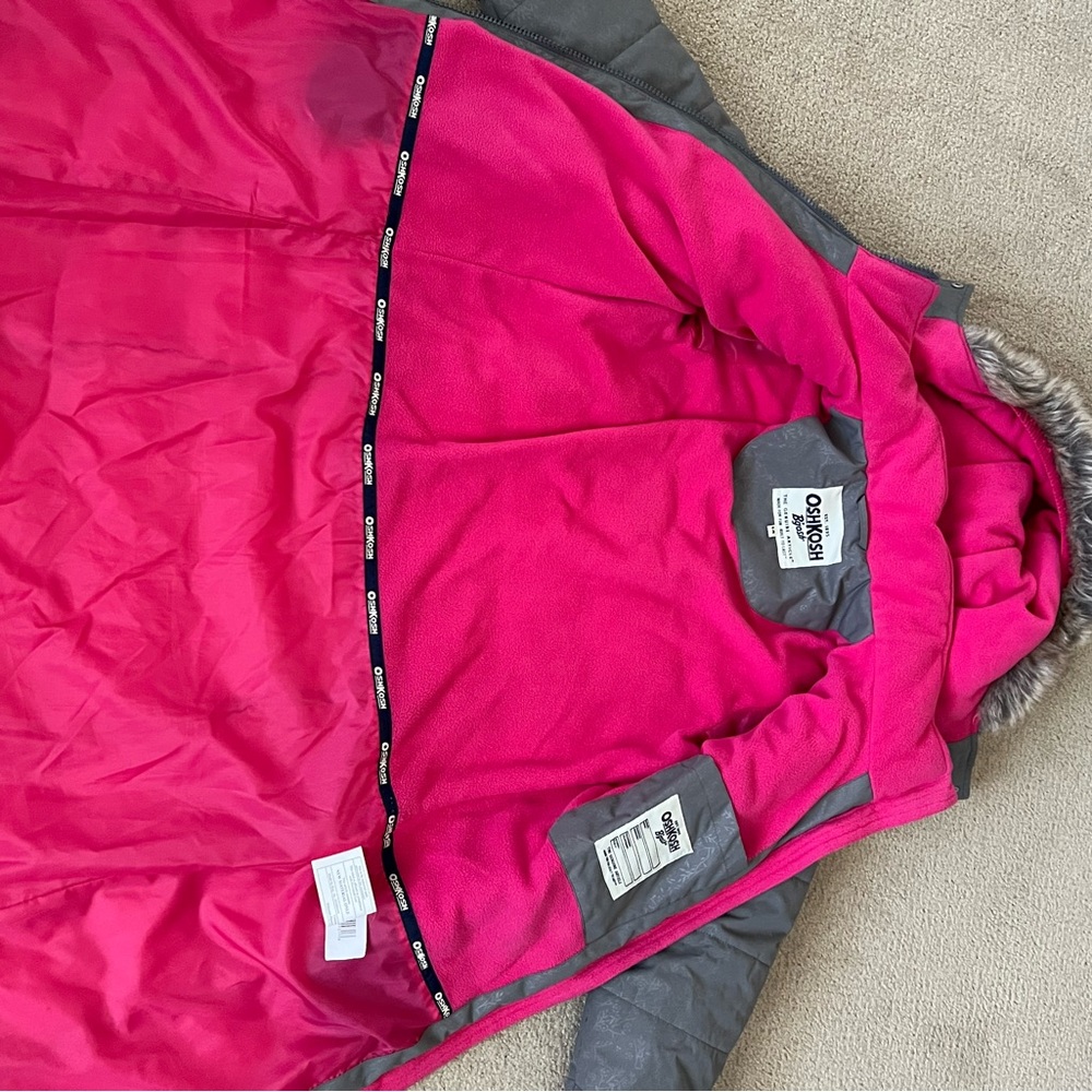 Oshkosh Girls Winter Coat Gray and Pink Size 14 - Like New Condition - Picture 2 of 9